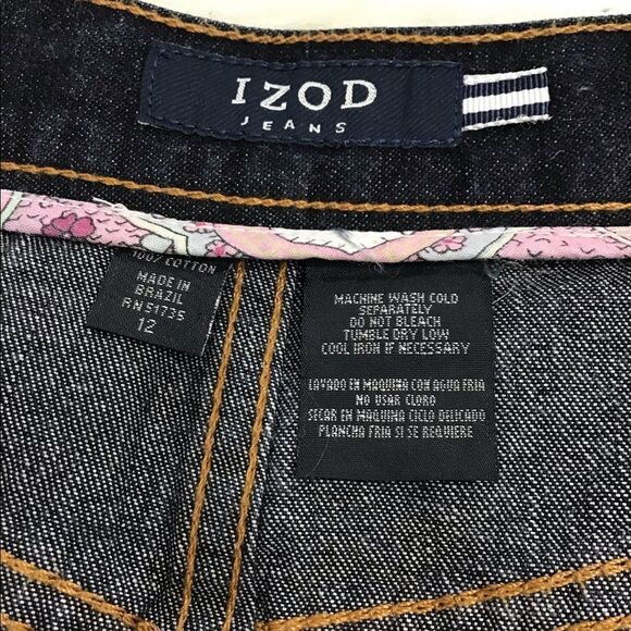 IZOD High Waist Dark Wash Flare Leg Bell Bottom Style Jeans Size 12 - Picture 7 of 7